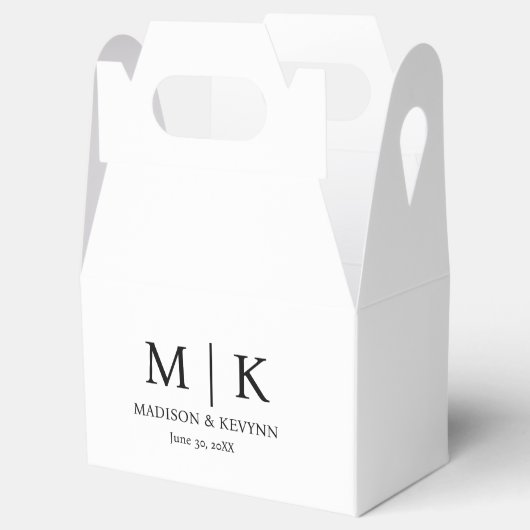 Minimale en elegante zwarte en witte monogram brui bedankdoosjes (Geopend)