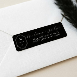 Minimale en elegante zwarte en witte monogram brui etiket