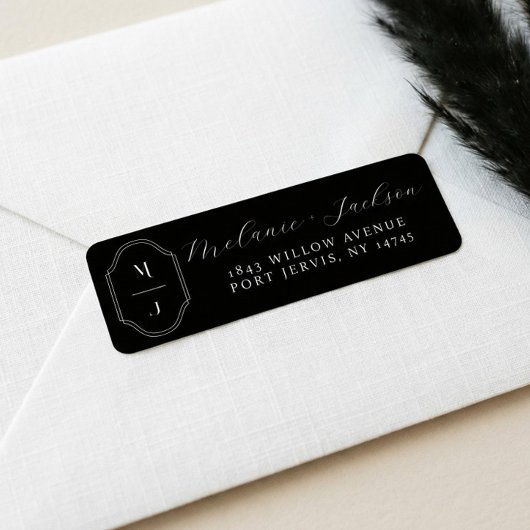 Minimale en elegante zwarte en witte monogram brui etiket