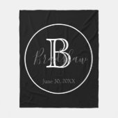 Minimale en elegante zwarte en witte monogram brui fleece deken (Voorkant)