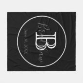 Minimale en elegante zwarte en witte monogram brui fleece deken (Voorkant (Horizontaal))