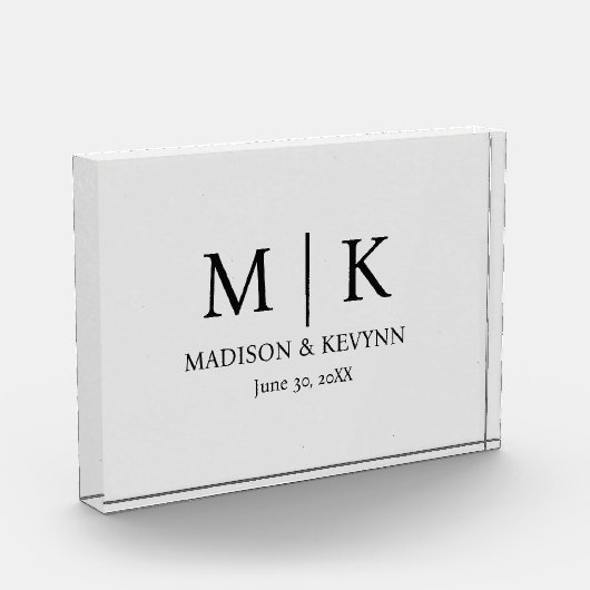 Minimale en elegante zwarte en witte monogram brui fotoblokken (Links)