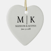 Minimale en elegante zwarte en witte monogram brui keramisch ornament (Rechts)