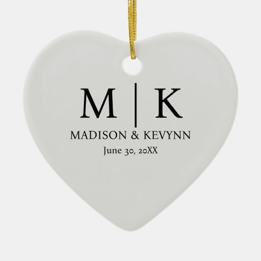 Minimale en elegante zwarte en witte monogram brui keramisch ornament (Voorkant)