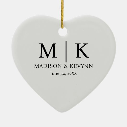 Minimale en elegante zwarte en witte monogram brui keramisch ornament (Achterkant)