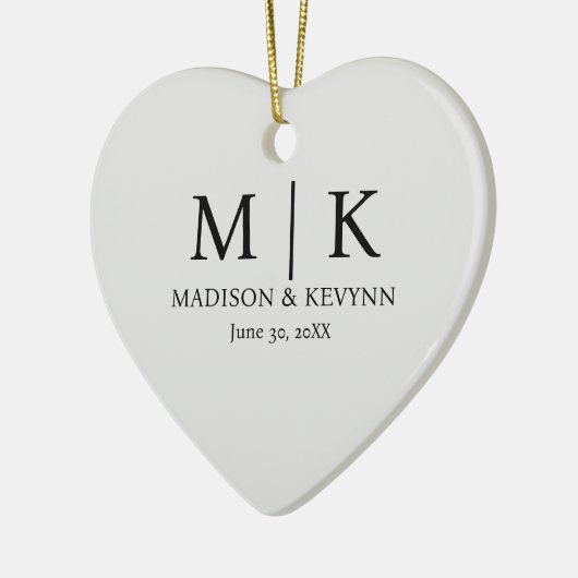 Minimale en elegante zwarte en witte monogram brui keramisch ornament (Links)