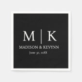 Minimale en elegante zwarte en witte monogram brui servet (Voorkant)