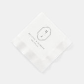 Minimale en elegante zwarte en witte monogram brui servet (Hoek)