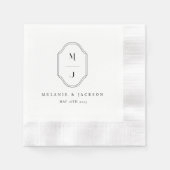 Minimale en elegante zwarte en witte monogram brui servet (Voorkant)