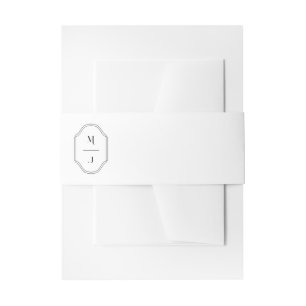 Minimale en elegante zwarte en witte monogram brui uitnodigingen wikkel