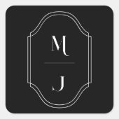 Minimale en elegante zwarte en witte monogram brui vierkante sticker (Voorkant)
