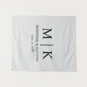 Minimale en elegante zwarte en witte monogram brui wandkleed (Voorkant (horizontaal))