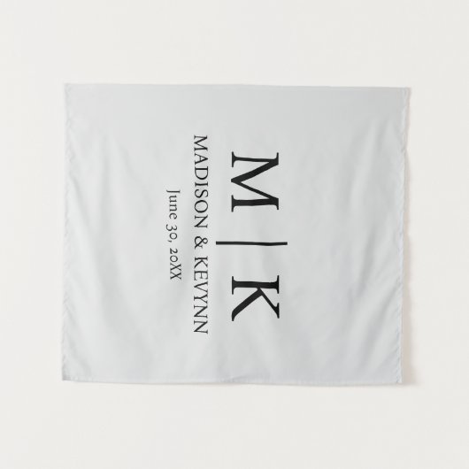 Minimale en elegante zwarte en witte monogram brui wandkleed (Voorkant (horizontaal))