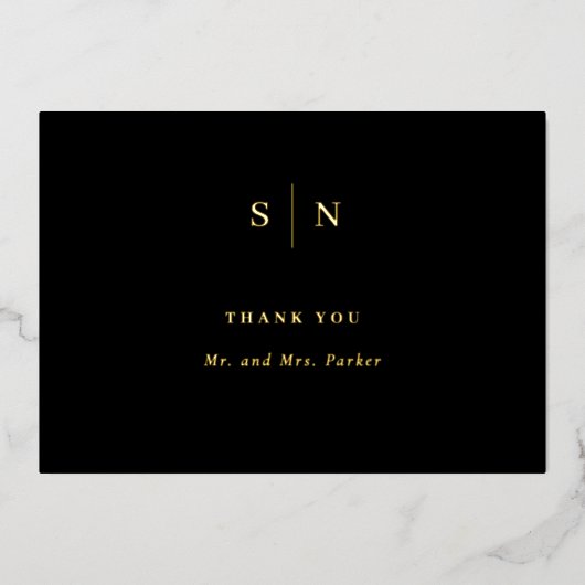 Minimale en grafische goudolie - Hartelijk dank - Folie Uitnodiging (Voorkant)