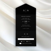 Minimale en grafische zwart | Weddenschap All In One Uitnodiging