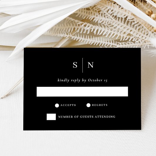 Minimale en grafische zwart | Weddenschap RSVP Kaartje