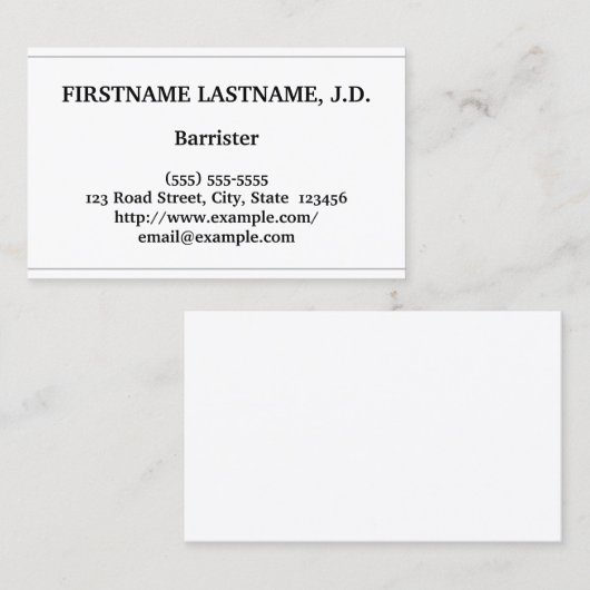 Minimale en low-Key Barrister-Visitekaartje Visitekaartje (Voorkant / Achterkant)