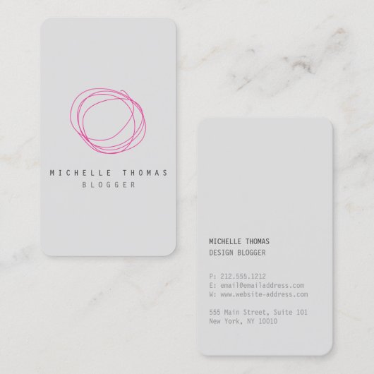 Minimale en moderne Designer Scribble Logo in roze Visitekaartje (Voorkant / Achterkant)