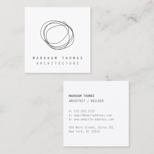 Minimale en moderne Designer Scribble Logo Vierkante Visitekaartje (Voorkant / Achterkant)