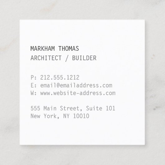 Minimale en moderne Designer Scribble Logo Vierkante Visitekaartje (Achterkant)