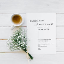 Minimale en moderne eenvoudige trouwuitnodiging