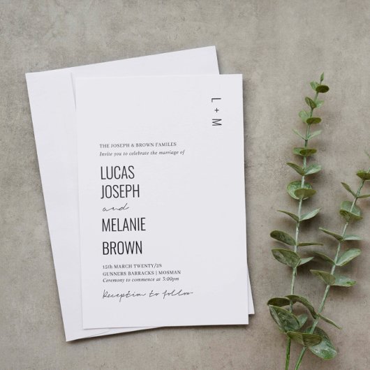 Minimale en moderne eenvoudige trouwuitnodiging kaart