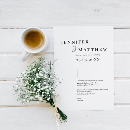 Minimale en moderne eenvoudige trouwuitnodiging kaart