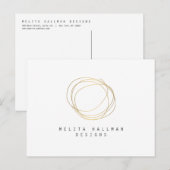 Minimale en moderne Gold Designer Scribble Logo Briefkaart (Voorkant / Achterkant)