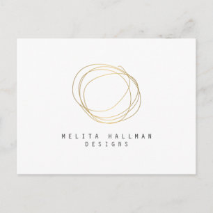 Minimale en moderne Gold Designer Scribble Logo Briefkaart