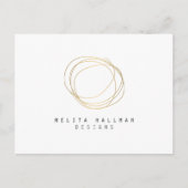 Minimale en moderne Gold Designer Scribble Logo Briefkaart (Voorkant)