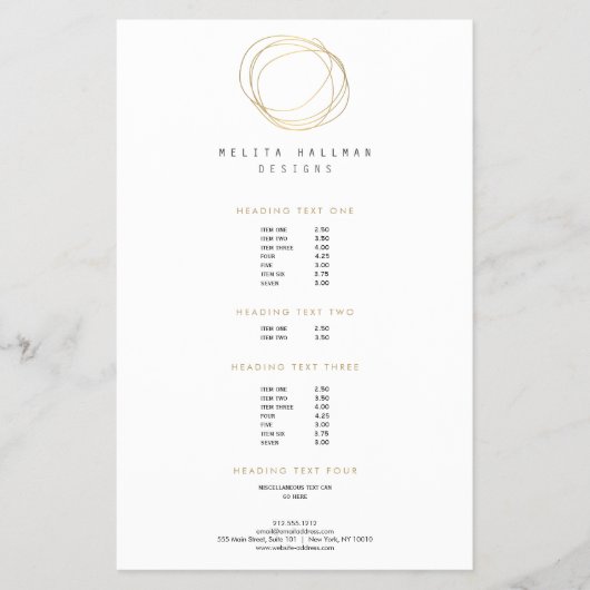 Minimale en moderne Gold Designer Scribble Logo Flyer (Voorkant)