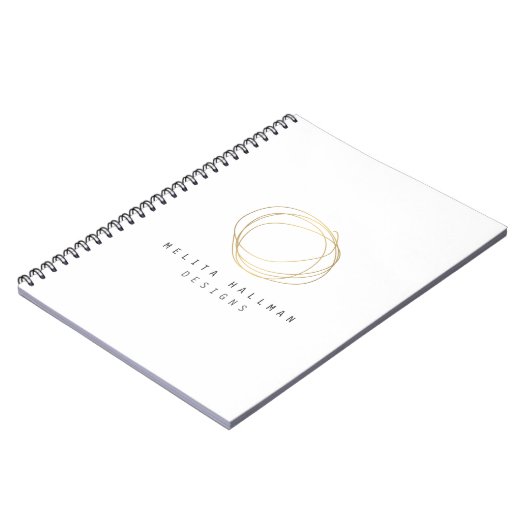 Minimale en moderne Gold Designer Scribble Logo Notitieboek (Linkerzijde)