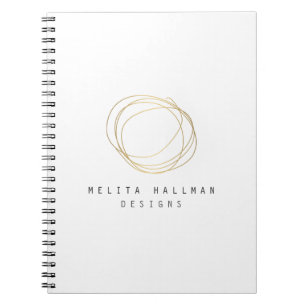 Minimale en moderne Gold Designer Scribble Logo Notitieboek