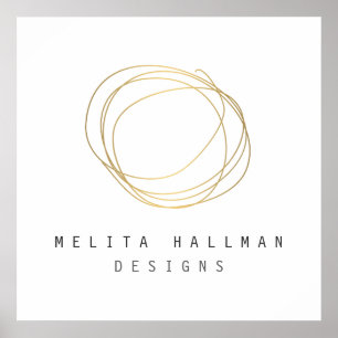 Minimale en moderne Gold Designer Scribble Logo Poster