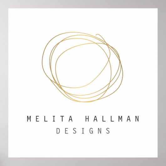 Minimale en moderne Gold Designer Scribble Logo Poster (Voorkant)