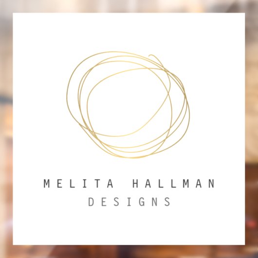 Minimale en moderne Gold Designer Scribble Logo Raamsticker (Vel 2)