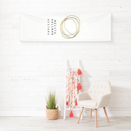 Minimale en moderne Gold Designer Scribble Logo Spandoek (Insitu)