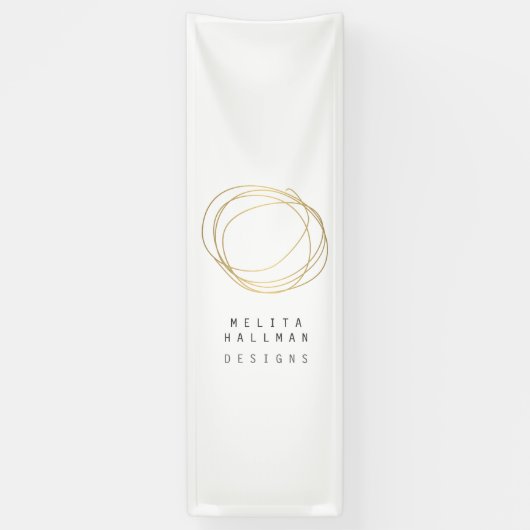 Minimale en moderne Gold Designer Scribble Logo Spandoek (Verticaal)