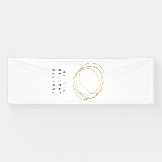 Minimale en moderne Gold Designer Scribble Logo Spandoek (Horizontaal)