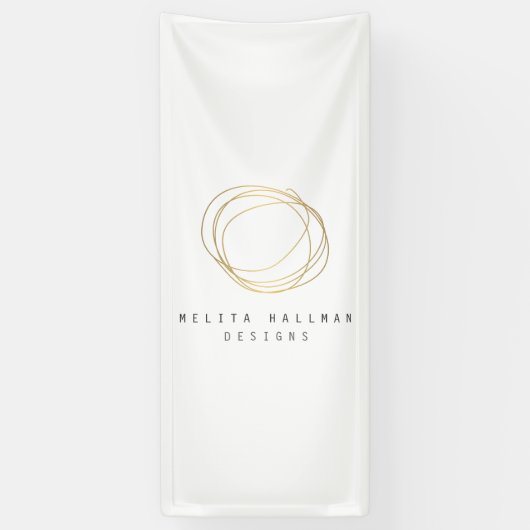 Minimale en moderne Gold Designer Scribble Logo Spandoek (Verticaal)