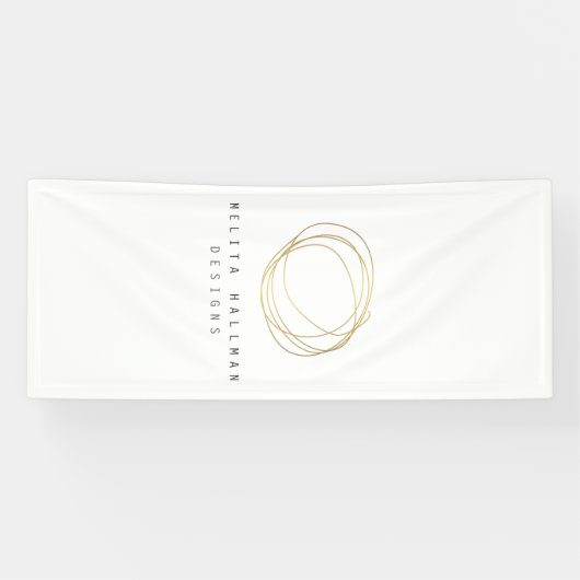 Minimale en moderne Gold Designer Scribble Logo Spandoek (Horizontaal)