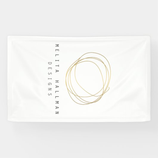 Minimale en moderne Gold Designer Scribble Logo Spandoek (Horizontaal)