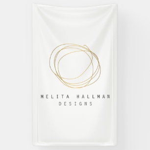 Minimale en moderne Gold Designer Scribble Logo Spandoek