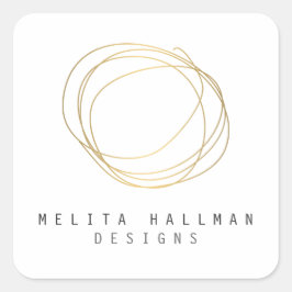 Minimale en moderne Gold Designer Scribble Logo Vierkante Sticker