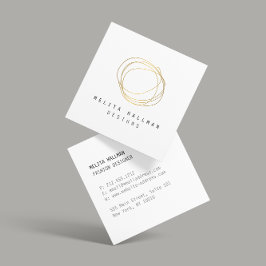 Minimale en moderne Gold Designer Scribble Logo Vierkante Visitekaartje