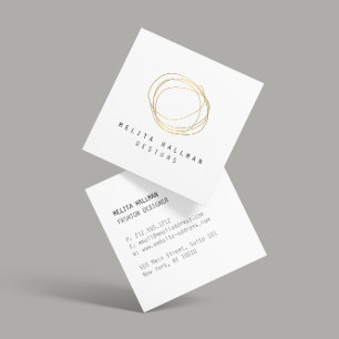 Minimale en moderne Gold Designer Scribble Logo Vierkante Visitekaartje