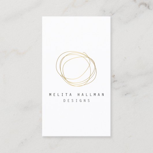 Minimale en moderne Gold Designer Scribble Logo Visitekaartje (Voorkant)