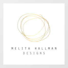 Minimale en moderne gouden ontwerper krabbel logo raamsticker