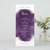 Minimale en moderne paarse aquarel menukaart programmakaart (Staand voorkant)