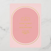 Minimale en moderne roze en gouden opslagdatum folie uitnodiging (Voorkant)